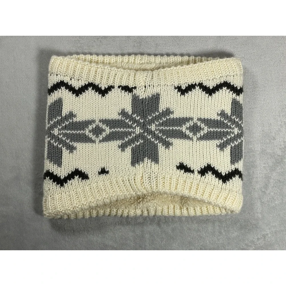 The North Face Chunky Tube Scarf Unisex One Size Ivory Snowflake Fleece Lined